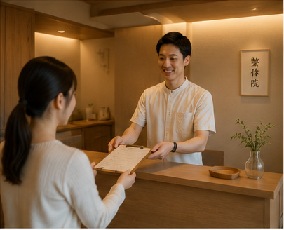 受付での対応の様子